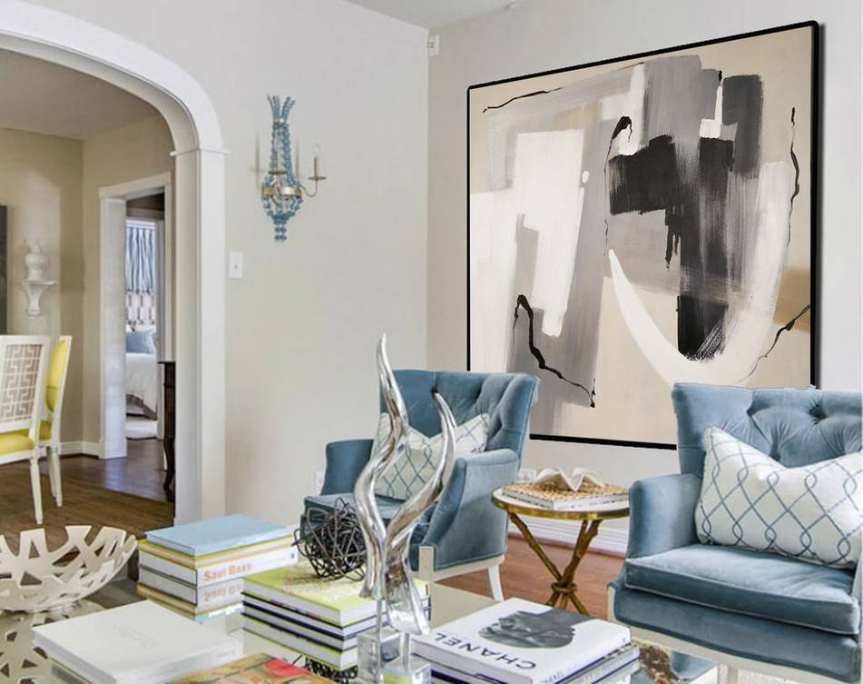 Gray White Modern You Abstract Canvas Wall Art 8W4V7 wall art